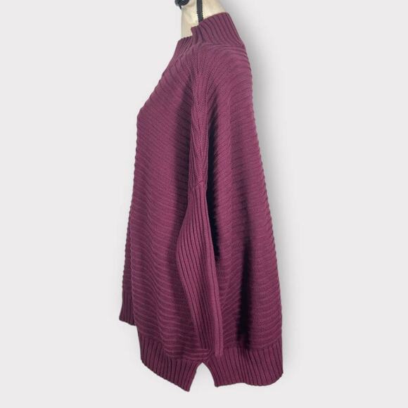 French Connection Mozart Ribbed High Neck Sweater Purple Women's Large NWOT - Picture 2 of 6